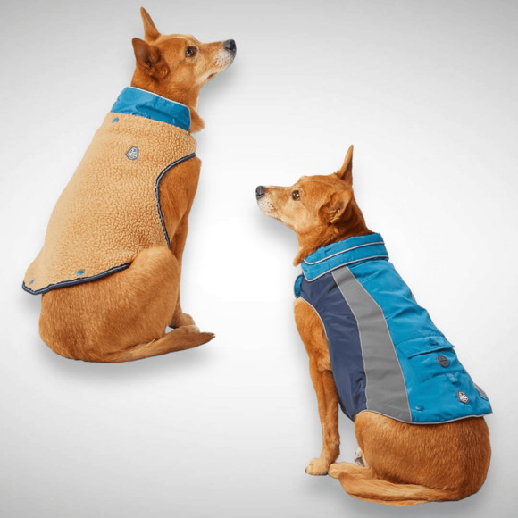 Arcadia Trail 3-in-1‎ Reflective Sherpa Lined Dog Blue Raincoat Jacket Sz Large - Picture 1 of 5